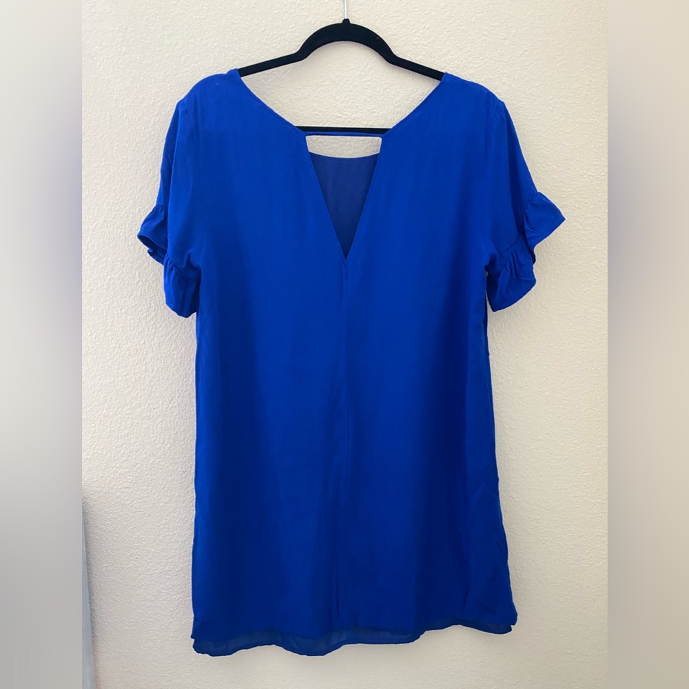 Lulu's Royal Blue Ruffle Sleeve Shift Dress - Picture 5 of 5